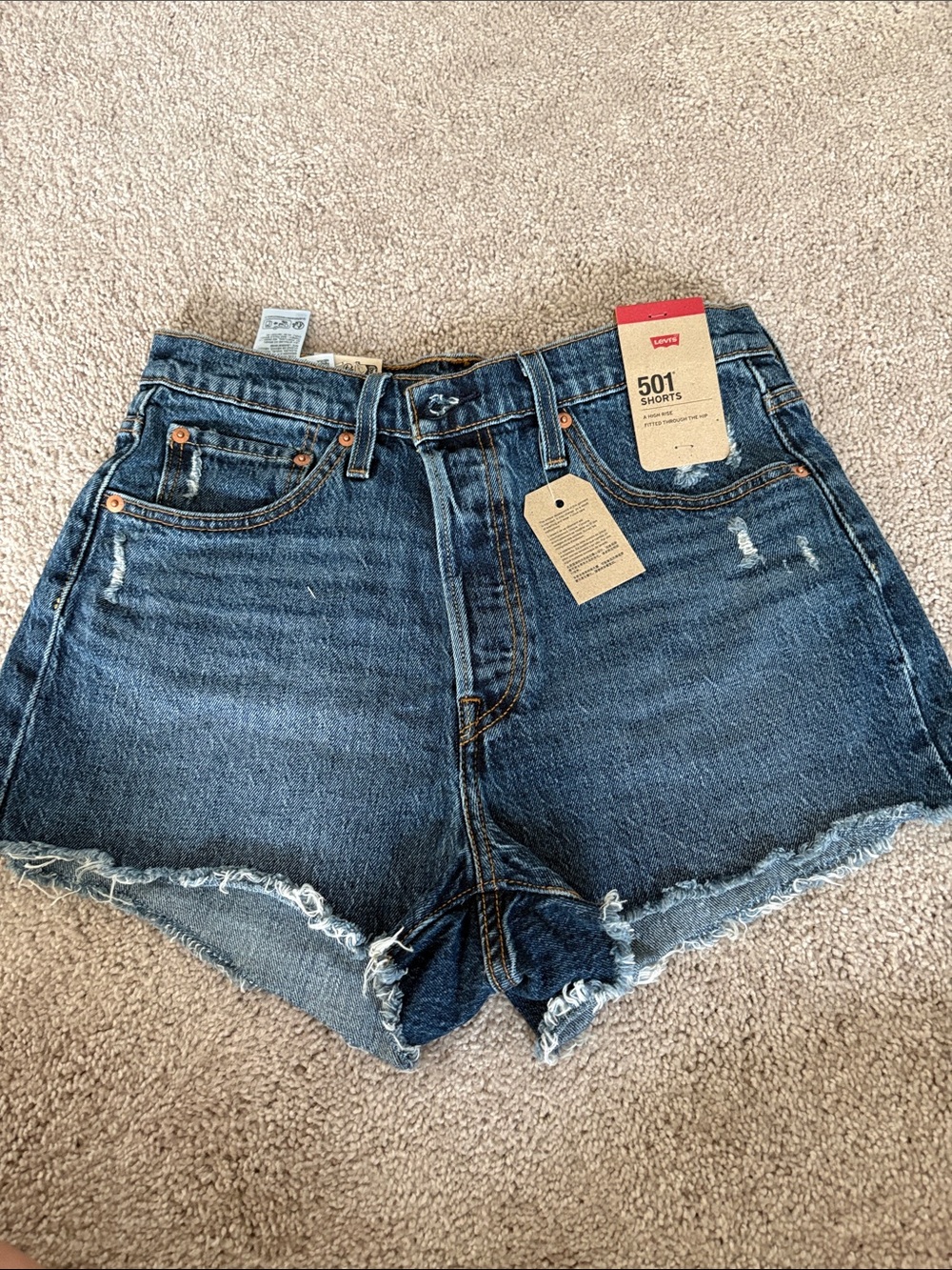 Levi's 501 Cutoff Denim Shorts - Medium Blue
